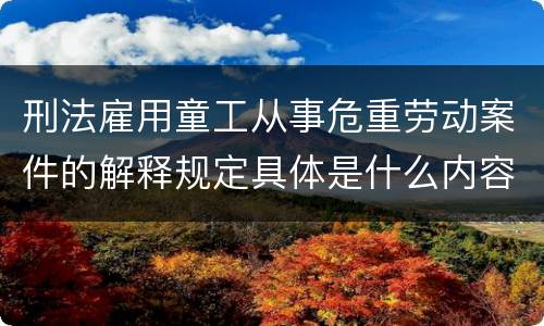 刑法雇用童工从事危重劳动案件的解释规定具体是什么内容