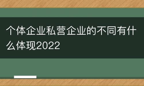 个体企业私营企业的不同有什么体现2022