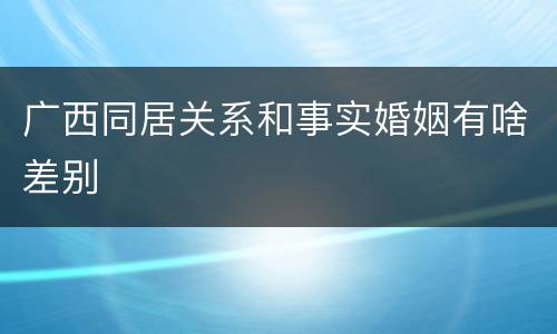 广西同居关系和事实婚姻有啥差别