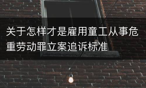 关于怎样才是雇用童工从事危重劳动罪立案追诉标准