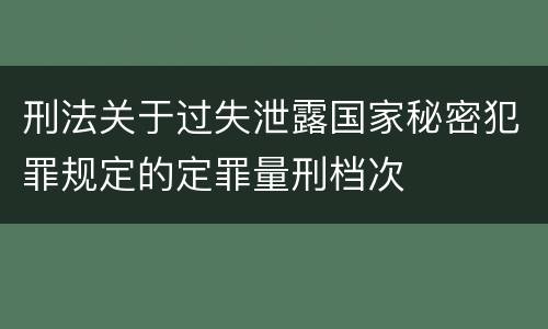 刑法关于过失泄露国家秘密犯罪规定的定罪量刑档次