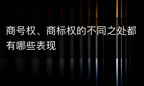 商号权、商标权的不同之处都有哪些表现