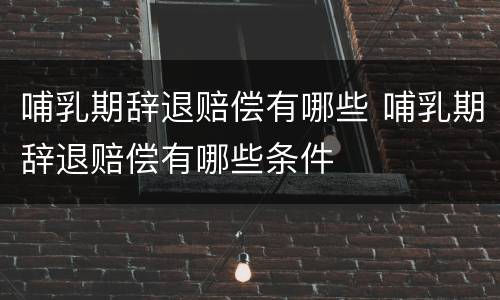 哺乳期辞退赔偿有哪些 哺乳期辞退赔偿有哪些条件