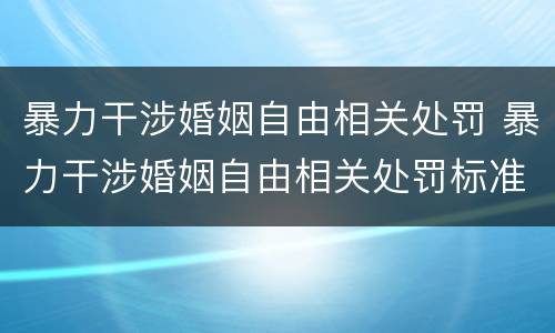 暴力干涉婚姻自由相关处罚 暴力干涉婚姻自由相关处罚标准