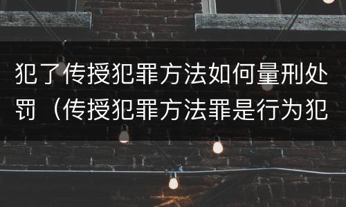 犯了传授犯罪方法如何量刑处罚（传授犯罪方法罪是行为犯吗）