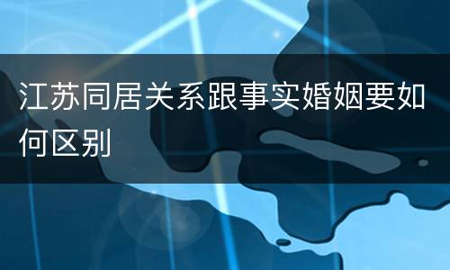 江苏同居关系跟事实婚姻要如何区别