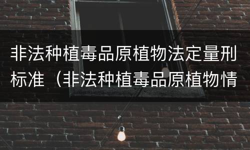 非法种植毒品原植物法定量刑标准（非法种植毒品原植物情节较轻是多少）