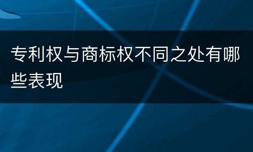 专利权与商标权不同之处有哪些表现