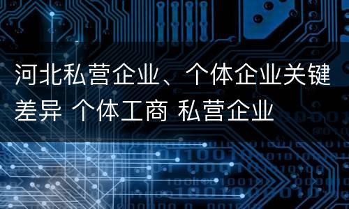 河北私营企业、个体企业关键差异 个体工商 私营企业