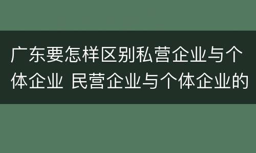 广东要怎样区别私营企业与个体企业 民营企业与个体企业的区别