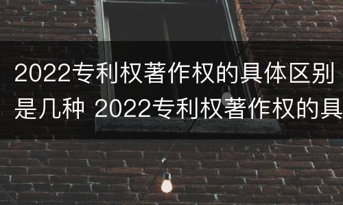 2022专利权著作权的具体区别是几种 2022专利权著作权的具体区别是几种形式