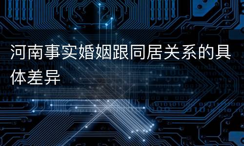 河南事实婚姻跟同居关系的具体差异
