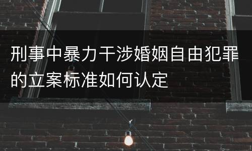 刑事中暴力干涉婚姻自由犯罪的立案标准如何认定