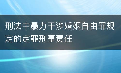 刑法中暴力干涉婚姻自由罪规定的定罪刑事责任