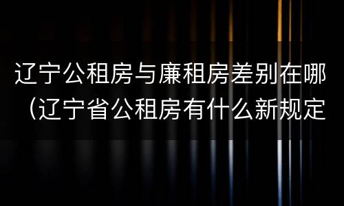 辽宁公租房与廉租房差别在哪（辽宁省公租房有什么新规定）
