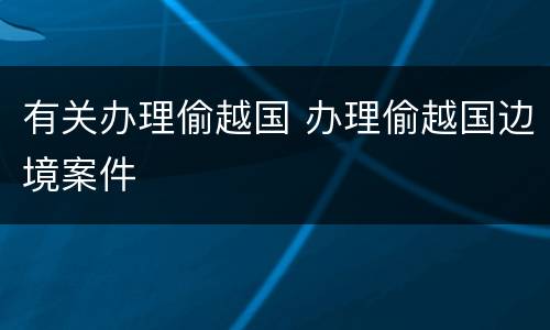 有关办理偷越国 办理偷越国边境案件
