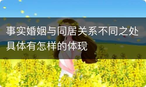 事实婚姻与同居关系不同之处具体有怎样的体现