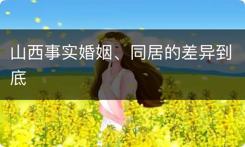 山西事实婚姻、同居的差异到底
