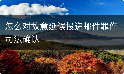 怎么对故意延误投递邮件罪作司法确认