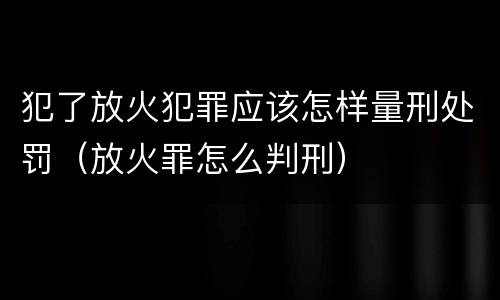 犯了放火犯罪应该怎样量刑处罚（放火罪怎么判刑）