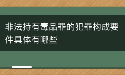 非法持有毒品罪的犯罪构成要件具体有哪些