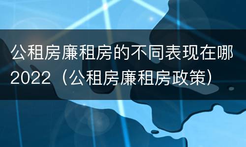公租房廉租房的不同表现在哪2022（公租房廉租房政策）