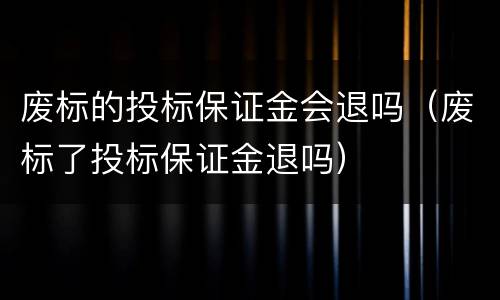 废标的投标保证金会退吗（废标了投标保证金退吗）