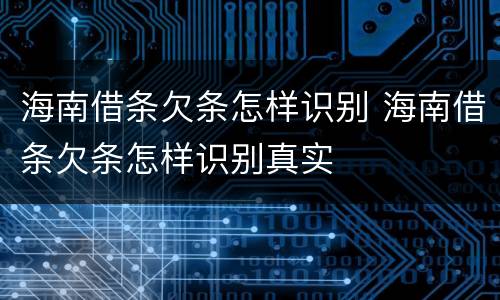 海南借条欠条怎样识别 海南借条欠条怎样识别真实