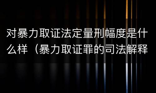 对暴力取证法定量刑幅度是什么样（暴力取证罪的司法解释）