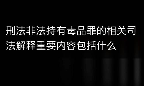 刑法非法持有毒品罪的相关司法解释重要内容包括什么