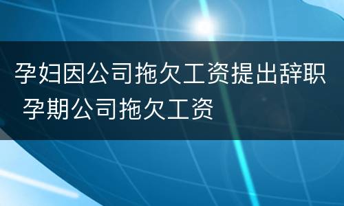 孕妇因公司拖欠工资提出辞职 孕期公司拖欠工资
