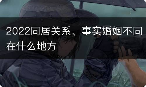 2022同居关系、事实婚姻不同在什么地方