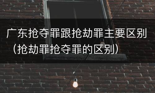 广东抢夺罪跟抢劫罪主要区别（抢劫罪抢夺罪的区别）