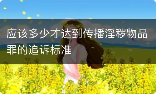 应该多少才达到传播淫秽物品罪的追诉标准