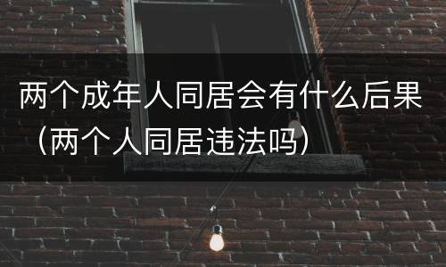 两个成年人同居会有什么后果（两个人同居违法吗）