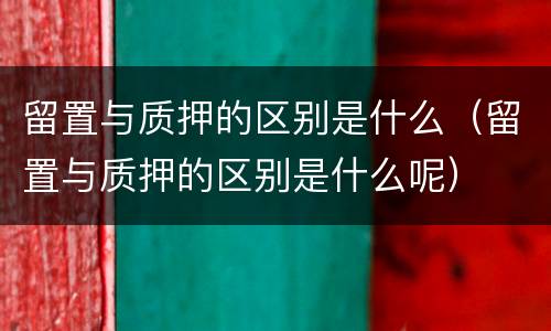 留置与质押的区别是什么（留置与质押的区别是什么呢）