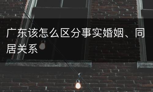 广东该怎么区分事实婚姻、同居关系