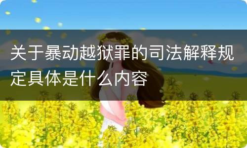 关于暴动越狱罪的司法解释规定具体是什么内容