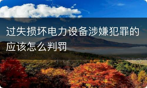 过失损坏电力设备涉嫌犯罪的应该怎么判罚