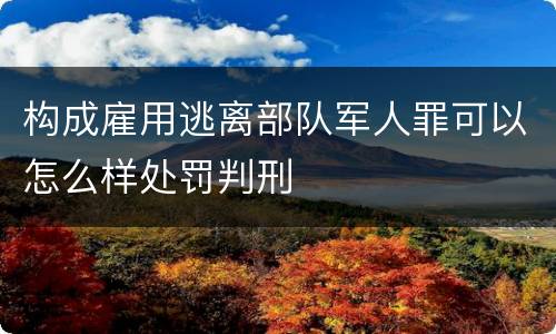构成雇用逃离部队军人罪可以怎么样处罚判刑