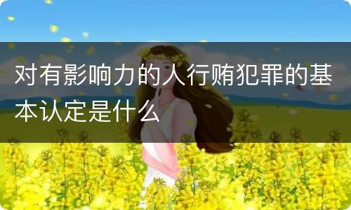 对有影响力的人行贿犯罪的基本认定是什么