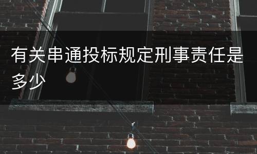 有关串通投标规定刑事责任是多少