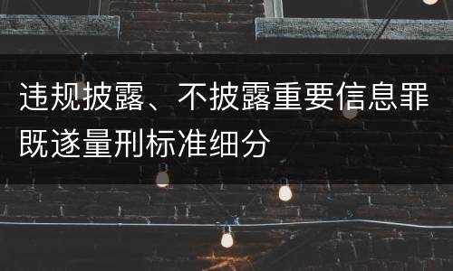 违规披露、不披露重要信息罪既遂量刑标准细分