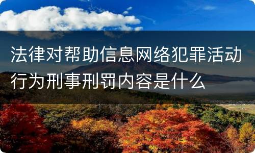 法律对帮助信息网络犯罪活动行为刑事刑罚内容是什么