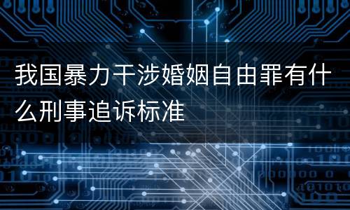 我国暴力干涉婚姻自由罪有什么刑事追诉标准