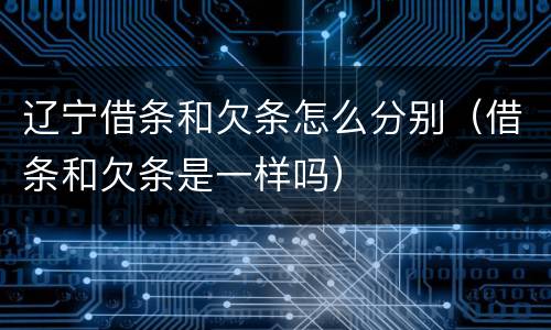 辽宁借条和欠条怎么分别（借条和欠条是一样吗）