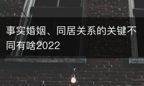 事实婚姻、同居关系的关键不同有啥2022