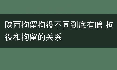 陕西拘留拘役不同到底有啥 拘役和拘留的关系