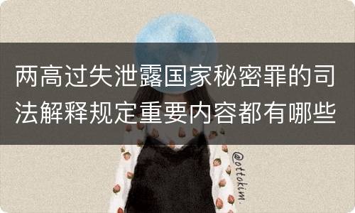 两高过失泄露国家秘密罪的司法解释规定重要内容都有哪些
