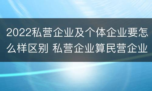 2022私营企业及个体企业要怎么样区别 私营企业算民营企业吗